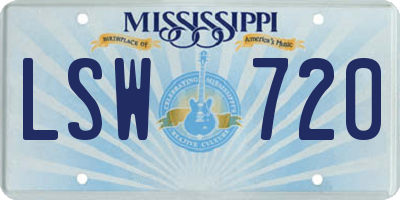 MS license plate LSW720