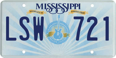 MS license plate LSW721