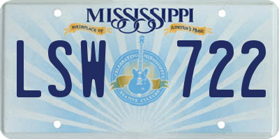 MS license plate LSW722