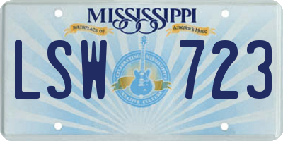 MS license plate LSW723