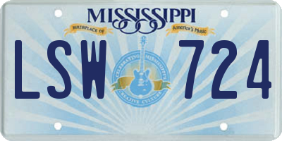 MS license plate LSW724
