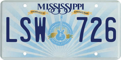 MS license plate LSW726