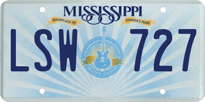 MS license plate LSW727