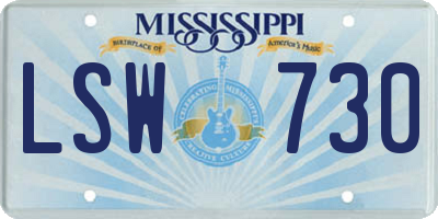 MS license plate LSW730
