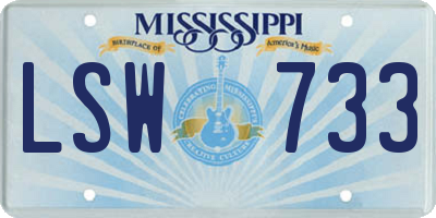 MS license plate LSW733