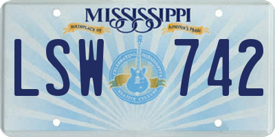 MS license plate LSW742