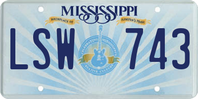 MS license plate LSW743