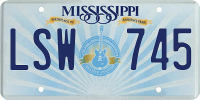 MS license plate LSW745
