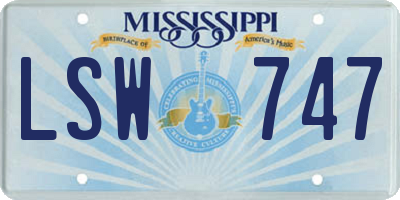 MS license plate LSW747