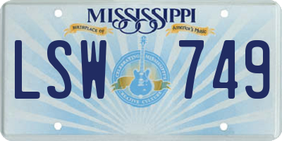MS license plate LSW749