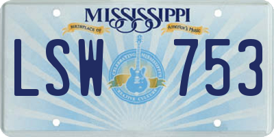 MS license plate LSW753