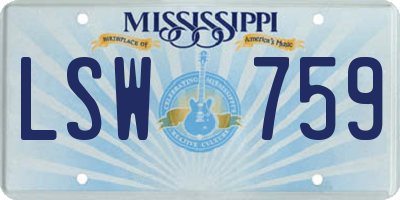 MS license plate LSW759