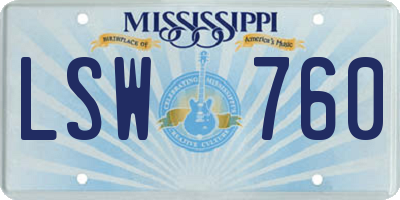 MS license plate LSW760