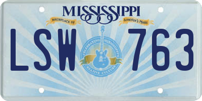 MS license plate LSW763