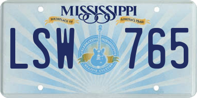MS license plate LSW765