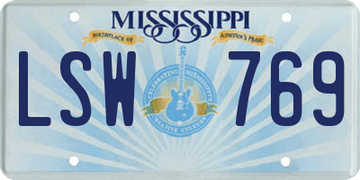 MS license plate LSW769