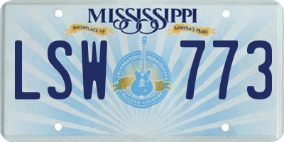 MS license plate LSW773