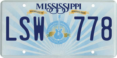 MS license plate LSW778