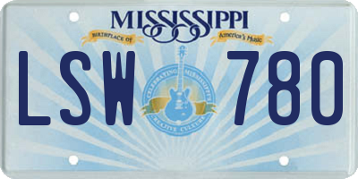 MS license plate LSW780