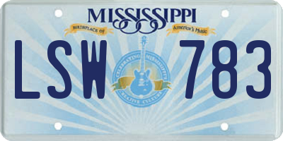 MS license plate LSW783