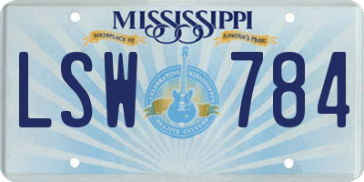 MS license plate LSW784