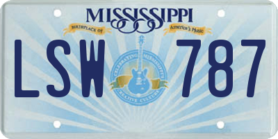 MS license plate LSW787