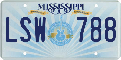 MS license plate LSW788
