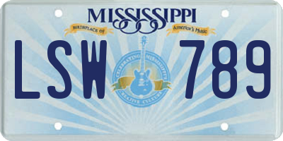 MS license plate LSW789