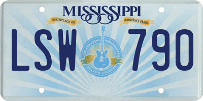 MS license plate LSW790