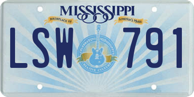 MS license plate LSW791