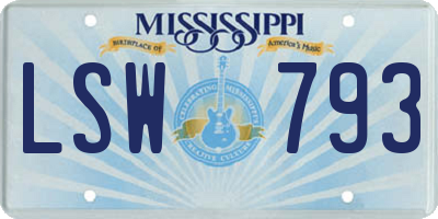 MS license plate LSW793