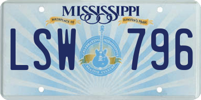 MS license plate LSW796