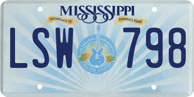 MS license plate LSW798
