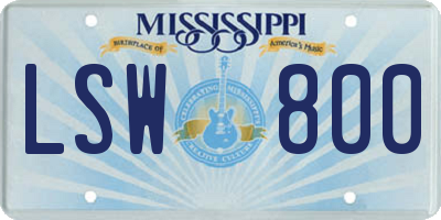 MS license plate LSW800