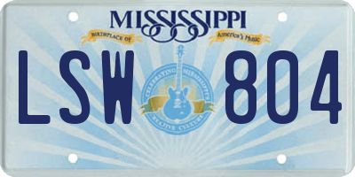 MS license plate LSW804