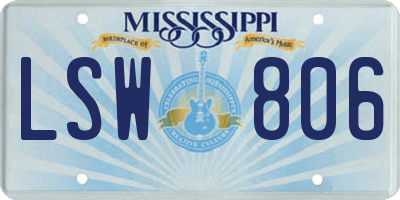 MS license plate LSW806