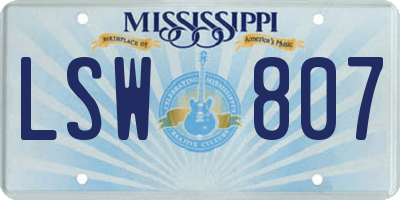 MS license plate LSW807