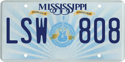 MS license plate LSW808