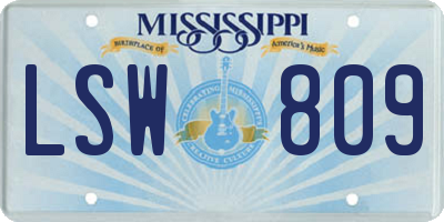 MS license plate LSW809