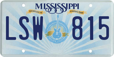 MS license plate LSW815