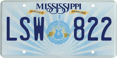 MS license plate LSW822
