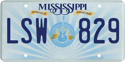 MS license plate LSW829