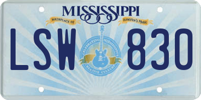 MS license plate LSW830