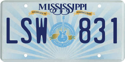 MS license plate LSW831