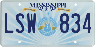 MS license plate LSW834