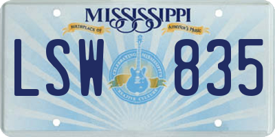 MS license plate LSW835