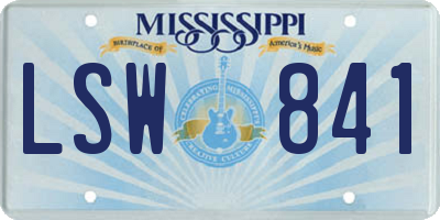 MS license plate LSW841