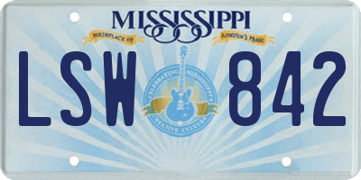 MS license plate LSW842