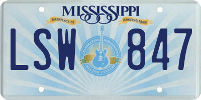 MS license plate LSW847