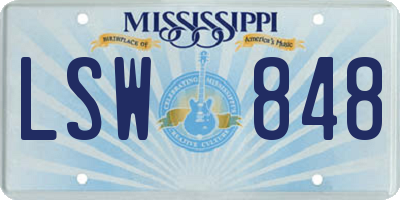 MS license plate LSW848